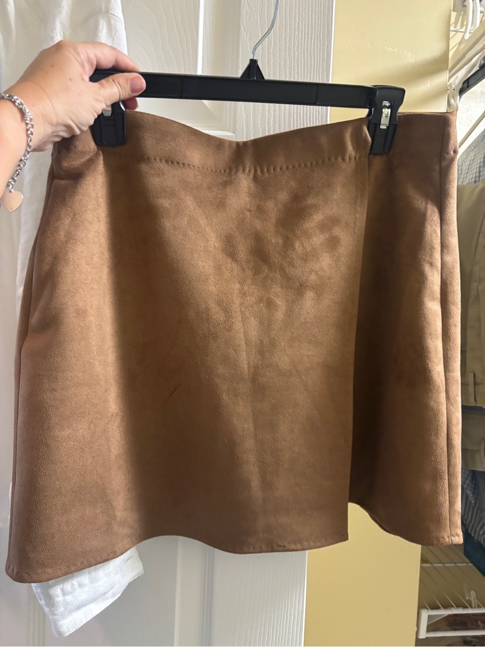 Max Studio Faux Suede A-Line Skirt in Cognac